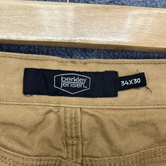 Berkley Jensen Carpenter Pants Mens 34x30 Brown Duck Canvas Workwear Hammer Loop - Picture 13 of 16
